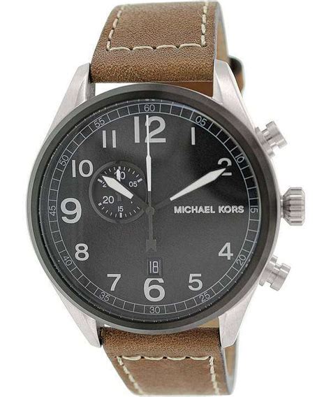 michael kors hanger black dial brown leather mens watch mk7068|MICHAEL KORS MK7068 Hanger Black Dial Brown Leather .